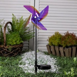 Садовый светильник на солнечной батарее «Ветерок», 66 см, 1 LED, свечение мульти (RGB)