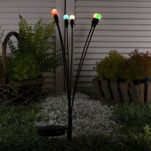 Садовый светильник на солнечной батарее «Шарики», 68 см, 6 LED, свечение мульти