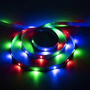 СИМА-ЛЕНД Светодиодная лента Luazon Lighting 1 м, IP20, SMD2835, 30 LED/м, 3хААА, свечение мульти