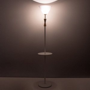 Торшер напольный BayerLux «Князь», со столиком, 1x15 Вт, Е27, белый/черный