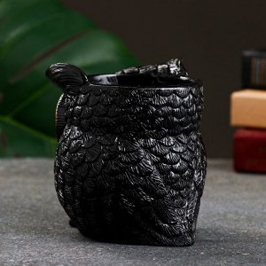 Фигурное кашпо для цветов «Совушка», 250 мл, 11x10x10 см, гипс, чёрное
