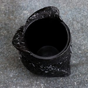 Фигурное кашпо для цветов «Совушка», 250 мл, 11x10x10 см, гипс, чёрное