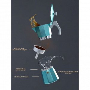 Кофеварка гейзерная Доляна Azure, на 3 чашки, 150 мл