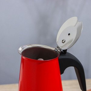 Кофеварка гейзерная «Итальяно», на 4 чашки, 200 мл, цвет красный