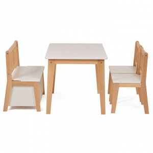 Комплект детской мебели Polini kids Dream 195 M, со скамьей и стульями, белый-натуральный