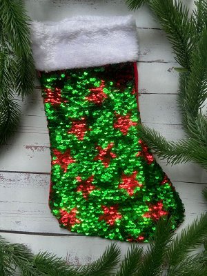 Рождественский носок с пайетками 33*15см, цвет ассорти