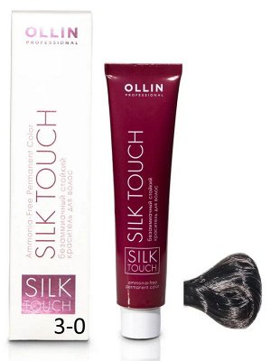 Ollin Silk touch Краска для волос темный шатен тон 3/0 Оллин Стойкая крем краска для окрашивания волос 60 мл