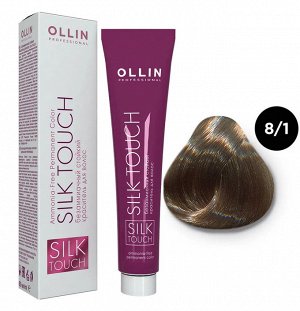 Ollin Silk touch Краска для волос светло русый пепельный тон 8/1 Оллин Стойкая крем краска для окрашивания волос 60 мл