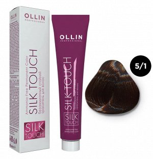 Ollin Silk touch Краска для волос светлый шатен пепельный тон 5/1 Оллин Стойкая крем краска для окрашивания волос 60 мл