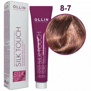 Ollin Silk touch Краска для волос светло русый коричневый тон 8/7 Оллин Стойкая крем краска для окрашивания волос 60 мл