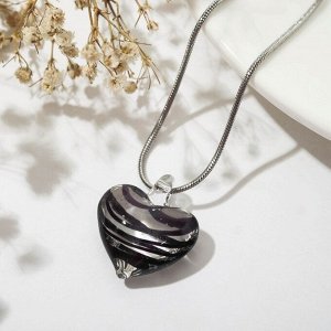Кулон "Сердце" мармелад, цвет прозрачно-чёрный в серебре, 40 см