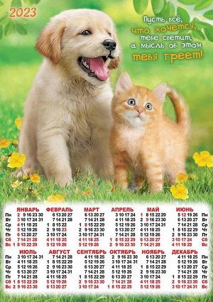 Листовой календарь на 2023 год А2 "Кошка и собака"