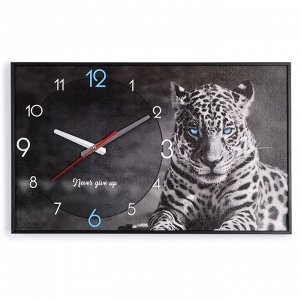 Часы-картина настенные, интерьерные "Леопард", плавный ход, 57 х 35 х 4 см