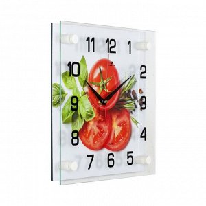 Часы настенные, серия: Кухня, "Томаты с базиликом", 25 х 25 см