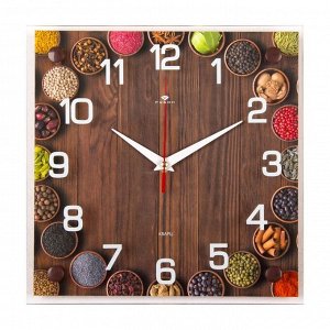Часы-картина настенные, серия: Кухня, "Специи", 25 х 25 см
