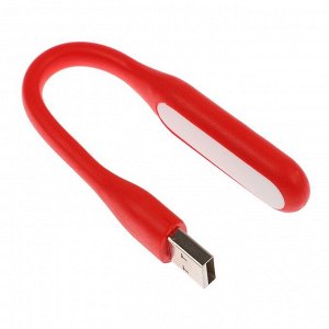 Светильник светодиодный LuazON A-05, USB, гибкий, 5 Ватт, 6 диодов, красный