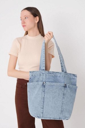 Светлая джинсовая цветная карманная джинсовая большая сумка