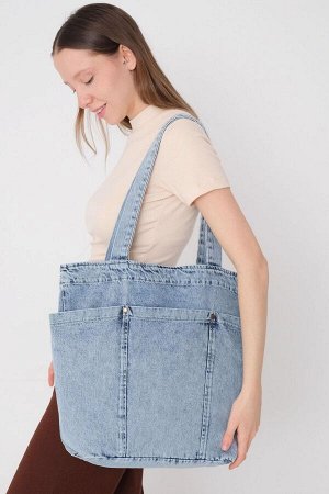 Светлая джинсовая цветная карманная джинсовая большая сумка