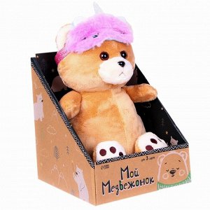 Мягкая игрушка «Мишка», 23 x 15 см, в маске для сна