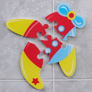 Пазл - игрушка для ванны (головоломка) «Самолет», 4 детали, EVA