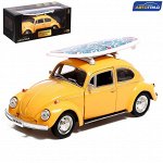 Машина металлическая VOLKSWAGEN BEETLE 1967, 1:32, открываются двери, инерция, цвет жёлтый