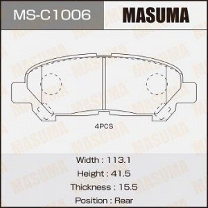 Колодки дисковые MASUMA TOYOTA/HIGHLANDER/ASU40, GSU45 rear