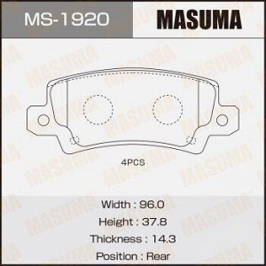 Колодки дисковые MASUMA COROLLA/ CDE120, NDE120, ZZE12# rear