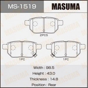 Колодки дисковые MASUMA AURIS/ NZE15#H, ZRE15#H rear