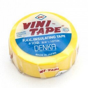 Лента клейкая изоляционная Vini Tape Denka, ПВХ, 19мм x 9м, желтая, арт. VT-102Y
