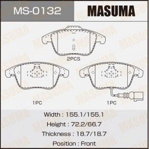 Колодки дисковые MASUMA VOLKSWAGEN/TIGUAN/V1400, V2000 front