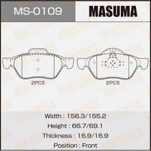 Колодки дисковые MASUMA RENAULT/MEGANE II/V1500, V1600, V1900, V2000 front