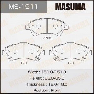 Колодки дисковые MASUMA COROLLA, AVENSIS, AURIS/ ADE150L front