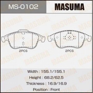 Колодки дисковые MASUMA RENAULT/MEGANE III/V1600, V2000 front