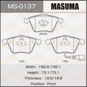 Колодки дисковые MASUMA VOLKSWAGEN/PASSAT/V1400, V1600, V1900, V2000, V3200, V3600 front