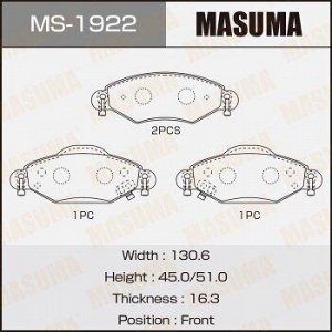 Колодки дисковые MASUMA YARIS/ NLP10L, SCP12L, SCP10L front