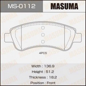Колодки дисковые MASUMA PEUGEOT/206/V1400, V1600, V2000 front (1/12)
