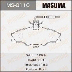 Колодки дисковые MASUMA PEUGEOT/406/V1600, V1800, V1900 front