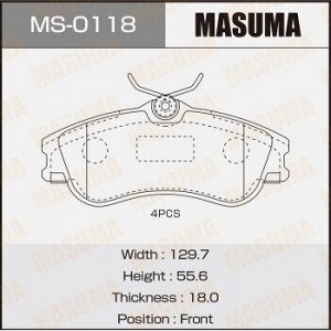 Колодки дисковые MASUMA PEUGEOT/206/V1600, V2000 front