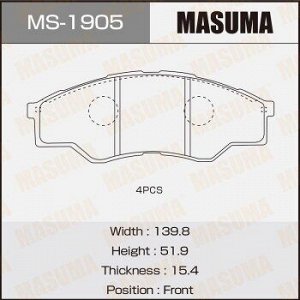 Колодки дисковые MASUMA HILUX/ GGN15, 25, 35, KUN1#, 2#, 3# front