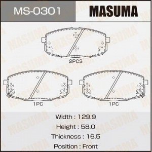 Колодки дисковые MASUMA KIA/CEED/V1400, V1600, V2000 front