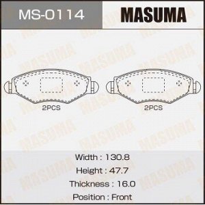 Колодки дисковые MASUMA PEUGEOT/206/V1100, V1400, V1600, V1900 front