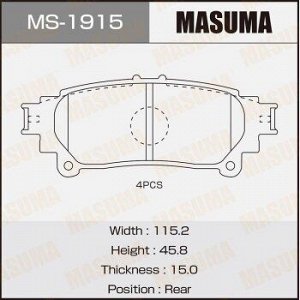 Колодки дисковые MASUMA PRIUS +/ ZVW40L rear