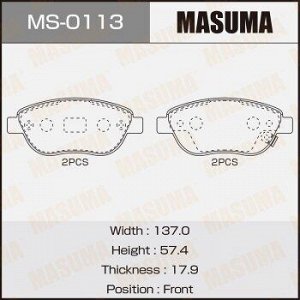 Колодки дисковые MASUMA PEUGEOT/307/V1400, V1600, V2000 front