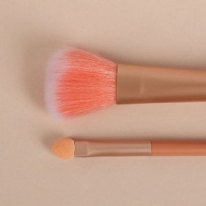 Набор кистей для макияжа, 2 предмета, цвет розовый