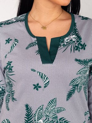 Ночная сорочка женская футер начёс "Элегия" зелень
