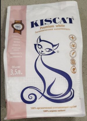 Наполнитель KisCat Premium White полигелевый впитывающий 3.5л (1/6)