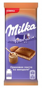 MONDELEZ®️Шоколад молочный &quot;Милка&quot; с начинкой с добавлением ореховой пасты из миндаля, 85г