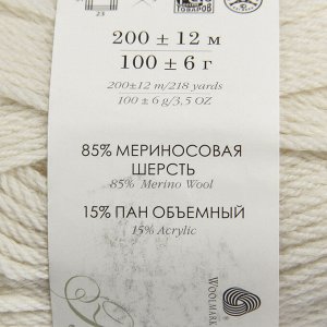 Пряжа "Пехорская шапка" 85% меринос.шерсть, 15% акрил 200м/100гр (166 суровый)