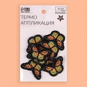 Термоаппликация «Бабочка», 4,3 x 3 см, цвет оранжевый