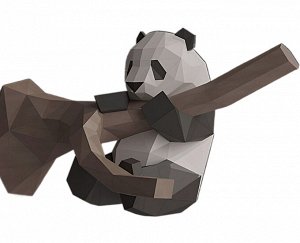 3D Фигура Панда на ветке, полигональная фигура, набор для творчества, украшение интерьера